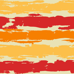 Dry Brush Lines Seamless Vector Yellow and Red Pattern