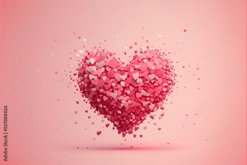 Poster Flying heart shaped sparkles