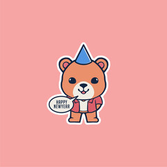 CUTE BEAR NEWYEAR VECTOR