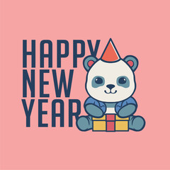 CUTE PANDA NEWYEAR VECTOR