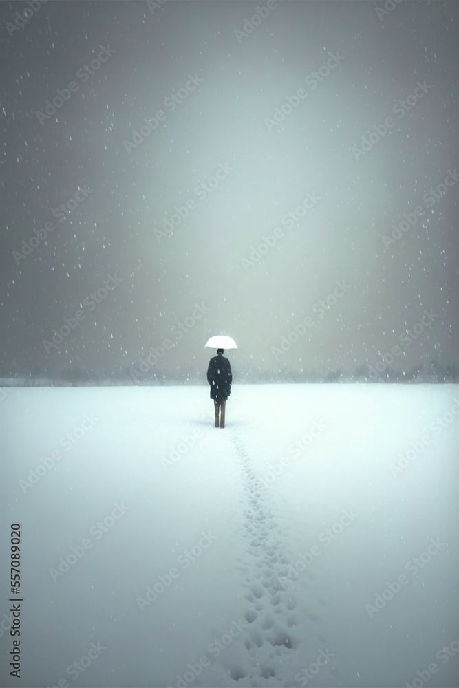 Poster minimalistic ornamental sadness in heavy snow