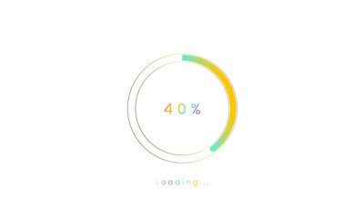 40 percent rainbow loading bar, uploading bar for user interface, colorful Futuristic loading bar.