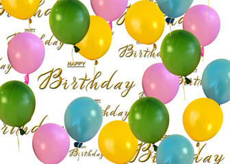 card, banner, birthday invitation with balloons