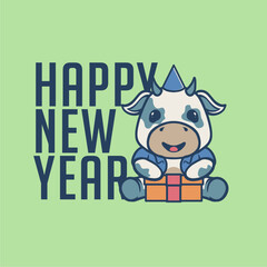 CUTE COW NEWYEAR VECTOR
