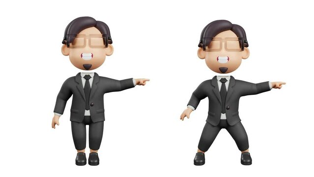 businessman with a pointing pose. 3d render illustration