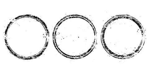 Set of grunge post stamps. Vector noisy textures. Blank shapes. Trendy defect frames for banners, insignias, logo, icons, labels. Distressed grungy effect. Grainy urban texture of scratches and stains