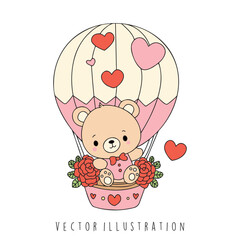 bear with hot air ballon