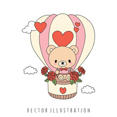 bear with hot air ballon
