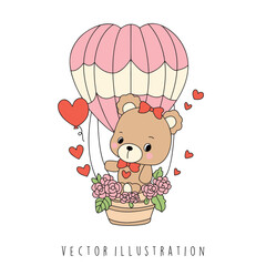 bear with hot air ballon