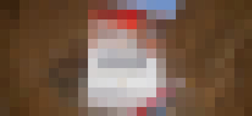 Abstract pixel background with the dominant brown color, there are also other colors such as white, red, and blue.