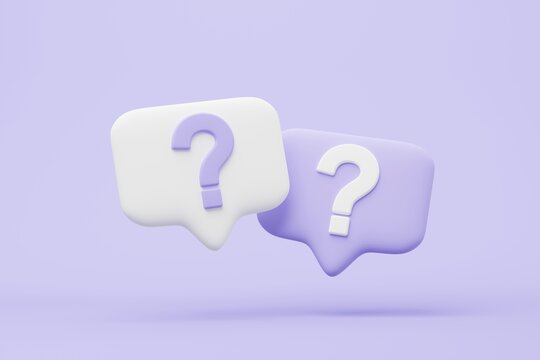 3D question mark symbols isolate on purple background. 3d question mark object for social media. 3d render illustation.