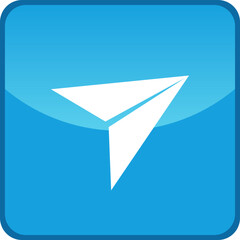 Paper Plane Send Glossy Contact Icon In Rounded Rectangle
