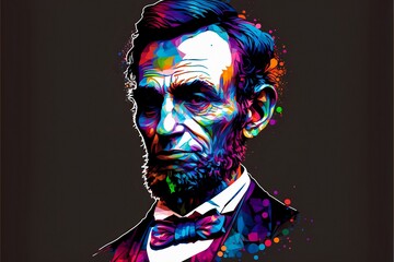 portrait illustration of abraham lincoln colorful artistic 