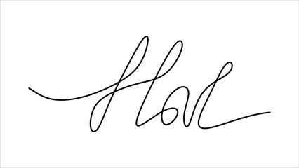 Hai greeting word oneline continuous editable line art