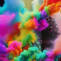 Obraz na płótnie Canvas Bright, colorful powder explosion on white background. Generative AI