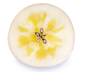 Honey Apple on Isolate on white with clippingpath, Apple with honey core on white background.