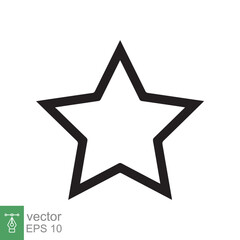 Star icon. Simple outline style. Black star, silhouette, favorite, rating star emblem shape, favourite concept. Thin line vector illustration design isolated on white background. EPS 10.