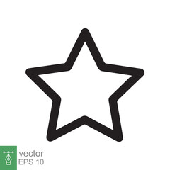 Star icon. Simple outline style. Black star, silhouette, favorite, rating star emblem shape, favourite concept. Thin line vector illustration design isolated on white background. EPS 10.