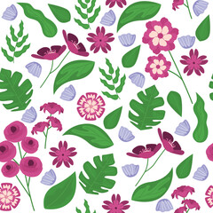Floral Flower Nature White Background Seamless Pattern Wallpaper