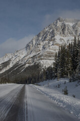 Mountain road in winter