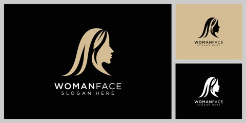 Beauty woman hairstyle logo design