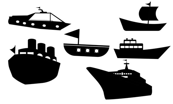set of icons. Ship silhouette
