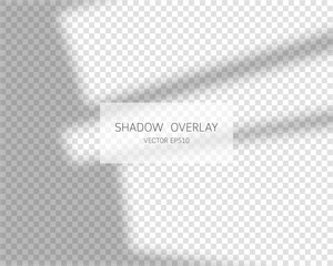 Shadow overlay effect. Natural shadows from window isolated on transparent background. Vector illustration. 