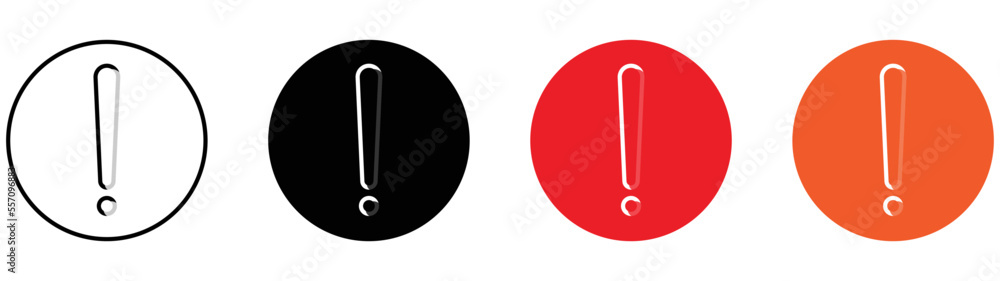 Poster exclamation mark inside circle icon set. mark symbol for app and web, vector illustration