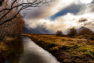 sunset over the river