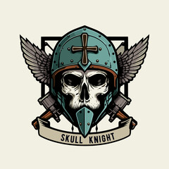 Fototapeta premium knight templar crusaders skull head logo mascot vector illustration
