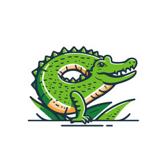 crocodile character logo mascot cartoon badge vector illustration