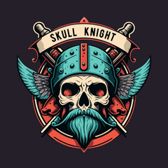 knight templar crusaders skull head logo mascot vector illustration