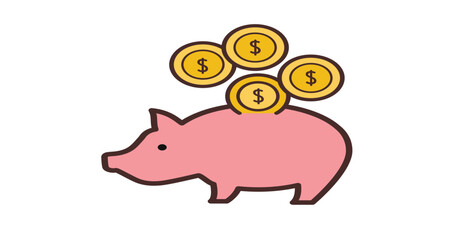 vector pink money box in the shape of a pig Piggy Bank, Coin Bank