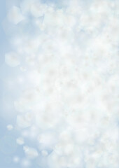 Vector Magical Glowing Background with Silver and Purple Falling Hexagon on Blue. Falling Snow. Glittery Confetti Frame. Christmas and New Year Design. Winter Sky with Bokeh Snowfall.