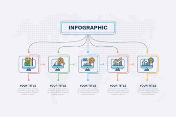 Fototapeta na wymiar marketing infographic template with 5 steps