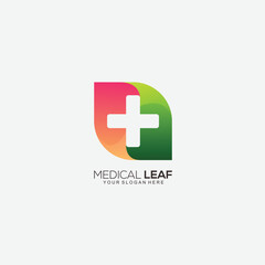 Fototapeta premium medical leaf logo symbol gradient color template