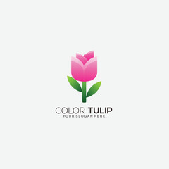 color tulip logo design gradient colorful vector