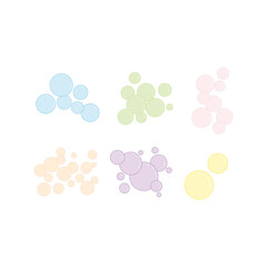 Bubbles flat icons set. Soap foam, fizzy drink, oxygen bubble isolated on white background. Perfect for coloring book, textiles, icon, web, painting, books, t-shirt print