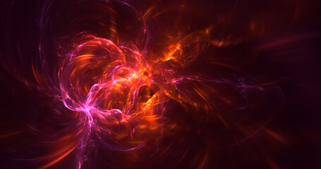 3D rendering abstract multicolor fractal light background