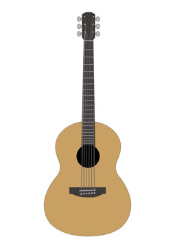シンプルでおしゃれなクラシックギターのリアルなイラスト素材