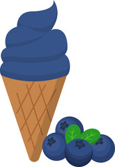 Cartoon comic vector of blueberry ice cream with cone