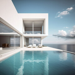 modern house architecture by the sea generative AI