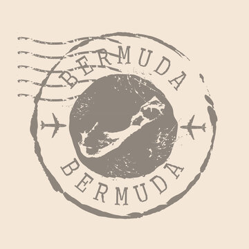 Stamp Postal of  Bermuda. Map Silhouette rubber Seal.  Design Retro Travel. Seal of Map Bermuda grunge  for your design.  EPS10