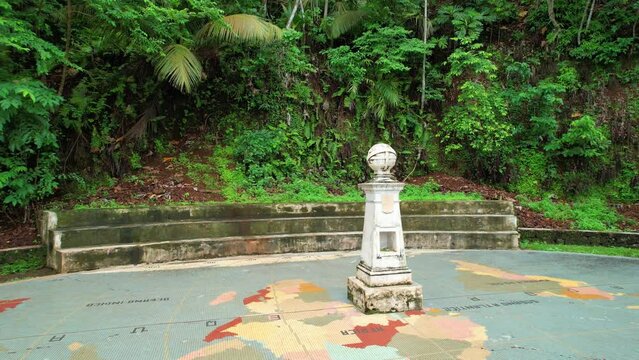 Circling around  Marco do Equador, at ilheu das rolas in Sao Tome, Africa