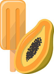 Cartoon comic vector of papaya popsicle