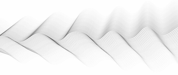 Wave line background with smooth shape. Beautiful wavy line on a white background. Horizontal banner template. Abstract futuristic template. Chrome technological wallpaper.