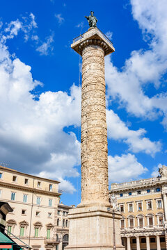 Column of Marcus Aurelius in Rome, Italy