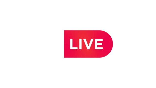 live button, live blink animation button in red color on white background
