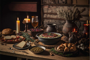 The table is set to celebrate some special moment with your family - Generative AI