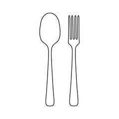 fork and spoon isolated out line art